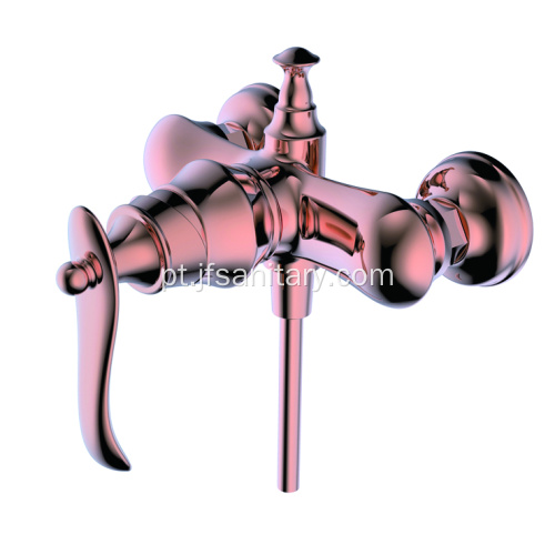 Válvula misturadora de latão exposta para chuveiro rosa dourado polido